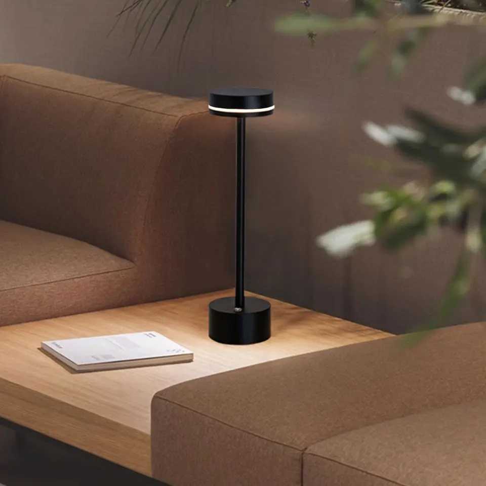 Simple LED Rechargeable Touch Metal Table Lamp Three Colors Bedside Creative Ambient Light Bar Outdoor Decoration Night LightM251125