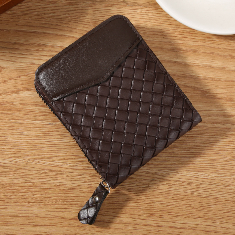 New simple fashion woven grain card bag multi-function organ card bag large capacity multi-position card clip credit card cover