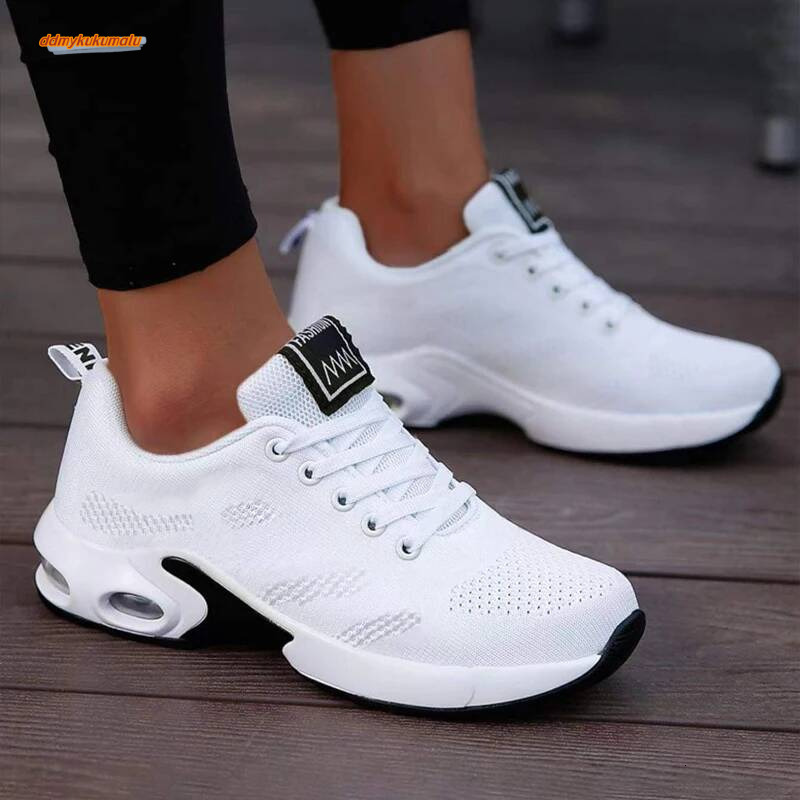 Casual Breathable Walking Mesh Flat Platform Sneakers Women Tenis Gym Vulcanized Shoes White Female Footwear ddmykukumalu