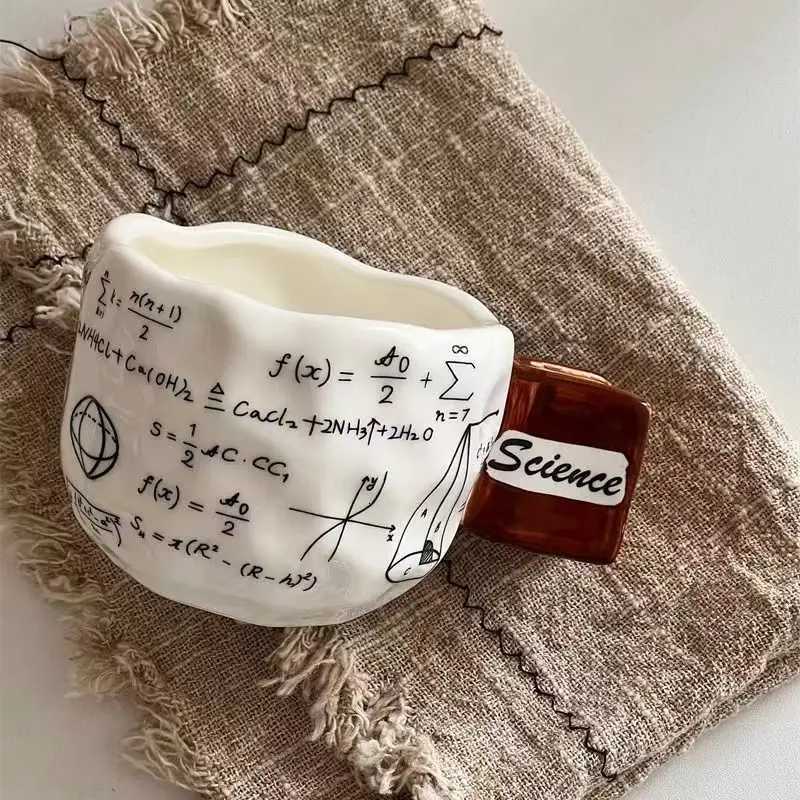 Science Formula Pattern Coffee Mug Ceramic Cups With Handle Handmade Irregular Cup Gift For Physics Chemistry and Math Teacher Y251125