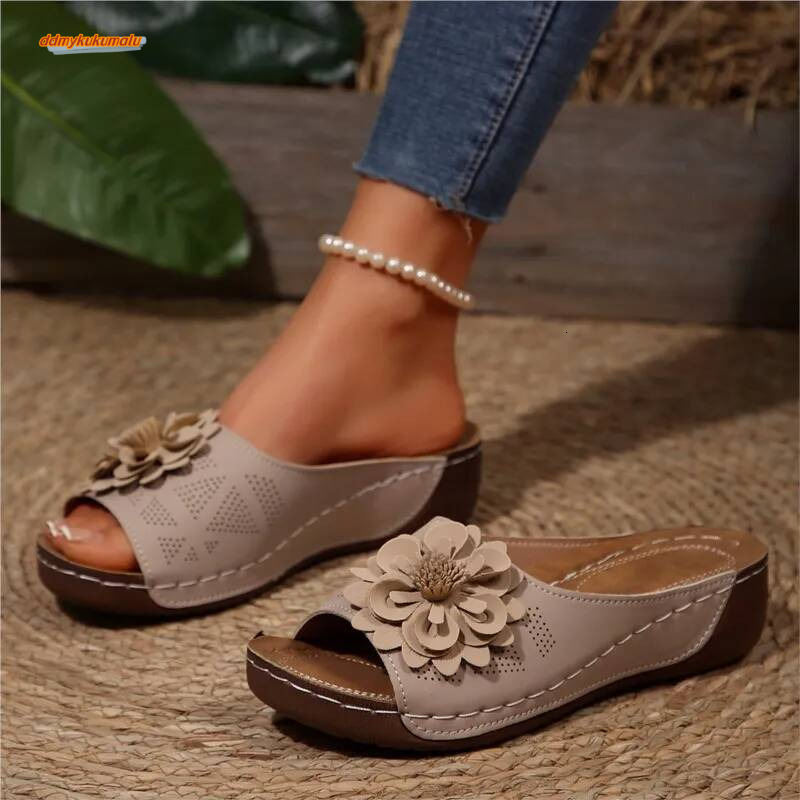 Summer Elegant Shoes Woman Slides Ladies Wedge Sandals For Women Casual Footwear Slipper Female ddmykukumalu