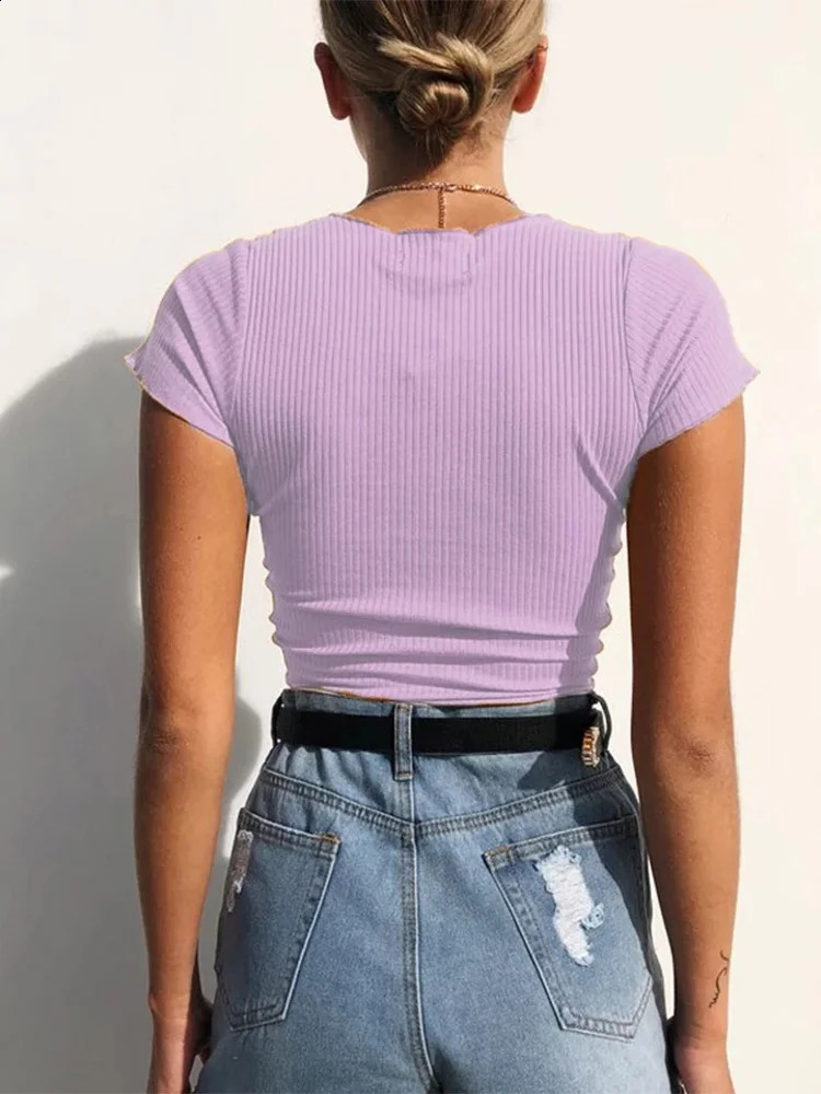 Sexy V-neck Cropped Tank Tops Womens Drawstring Tie Up Front Camis Candy Colors Streetwear Slim Edge Crop Top 250422