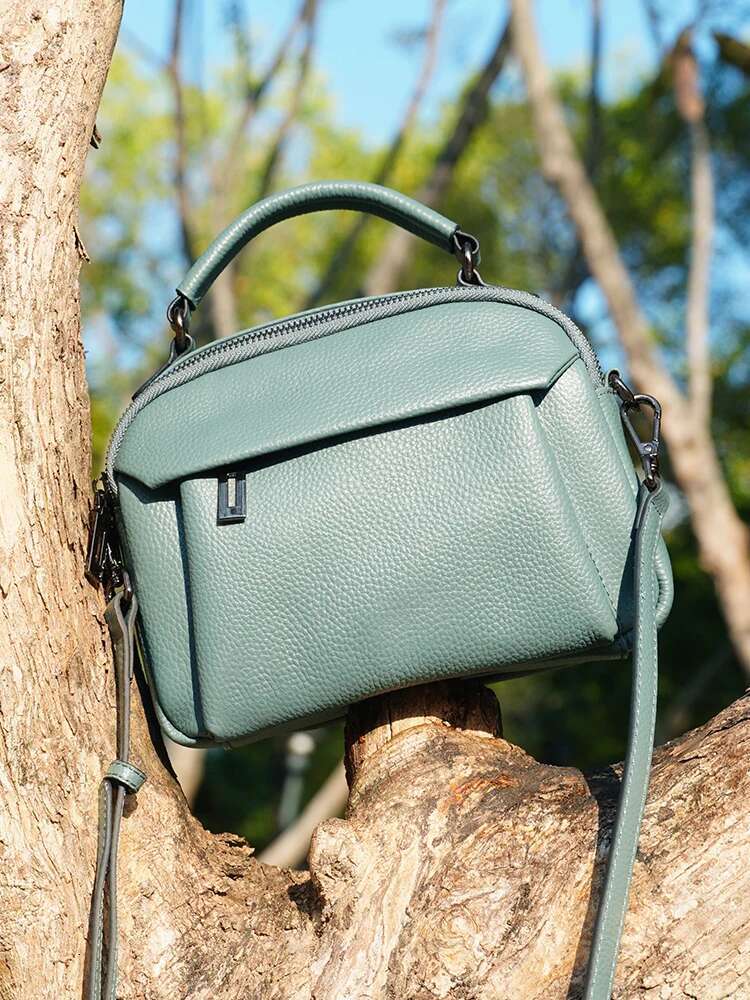 Zency 2025 New Genuine Leather Women's Shoulder Simple Cowhide Ladies Handbag Satchel Bag Female Commuter Shopping Daily Bag