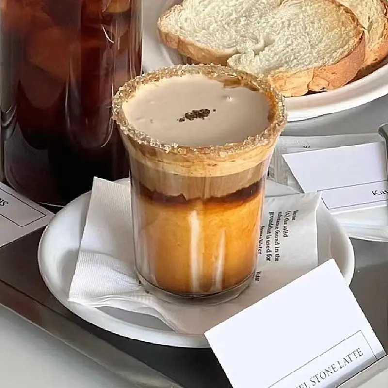 Internet Celebrity Instagram Style Austran White Coffee Cup Itan Latte Cup Simple Retro Dirty Ice American Glass Cup Y251125