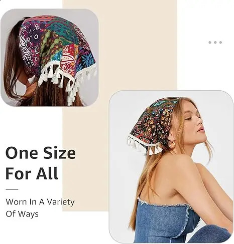 3 packs of Bohemian lace hair bandages - chiffon headscarf suitable for women and girls - Bohemian printed headband 250423