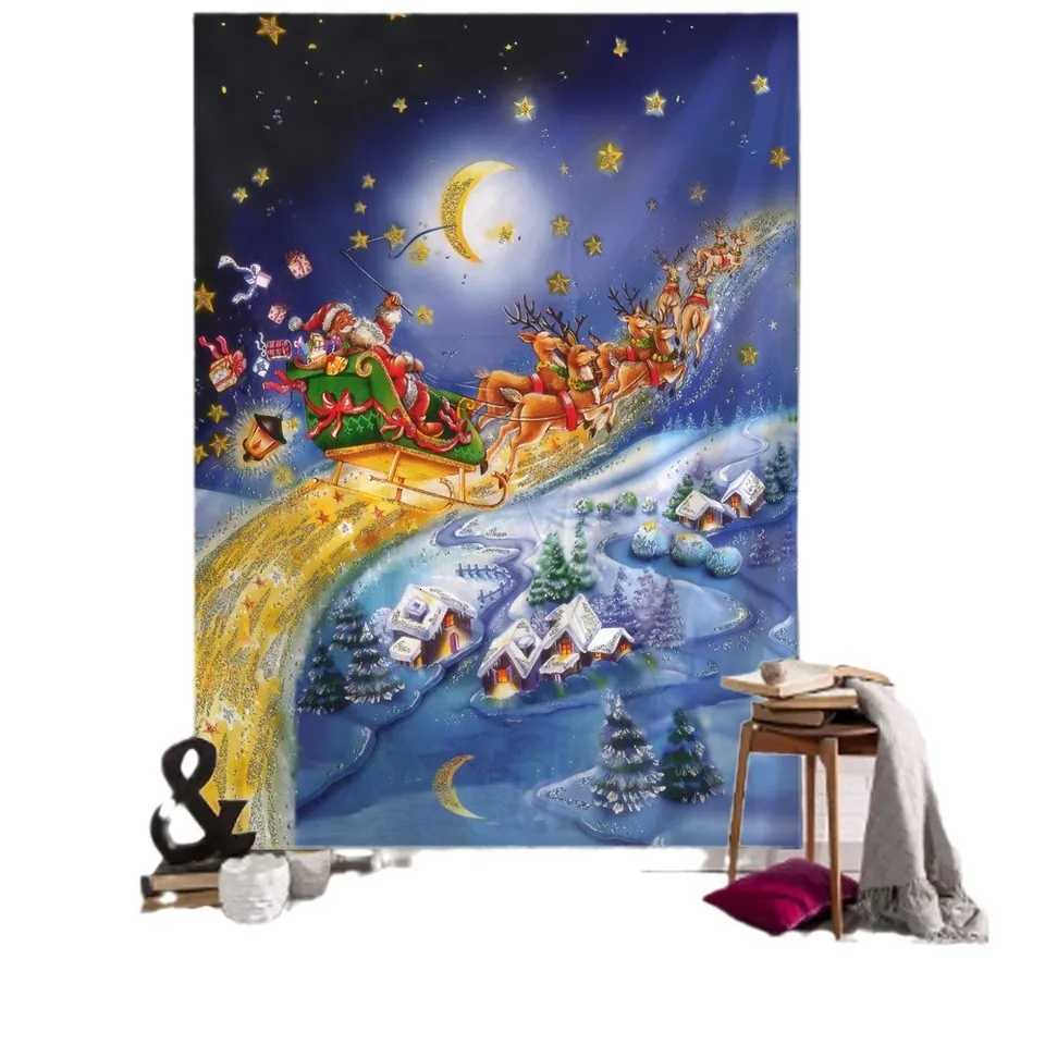 VIKAMA Christmas-Themed Tapestry Santa Claus Gift Delivery Design Living Room Bedroom BB Holiday Atmosphere DecorM251125