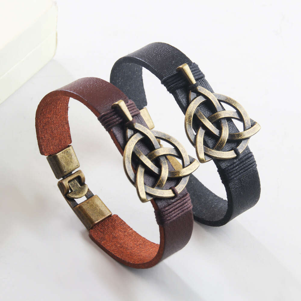 Bracelet, niche, high-end, fashionable, Celtic amulet, woven bracelet, real cowhide bracelet