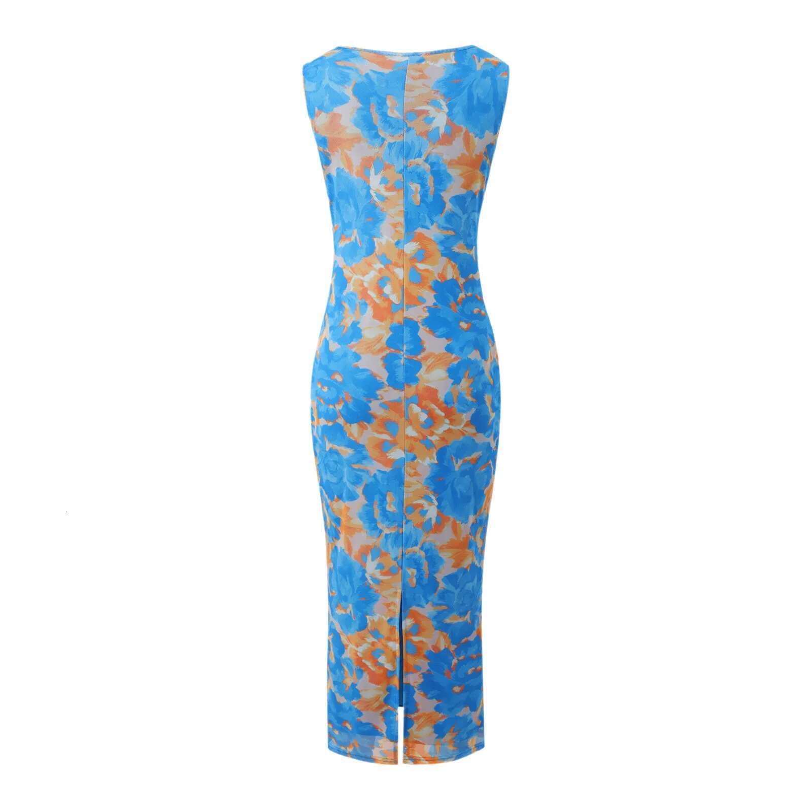 Dongdumaoyi Women S Spring Dresses Summer New Fashionable Floral Printed Round Neck Style Slimming Sleeveless Tight Dress