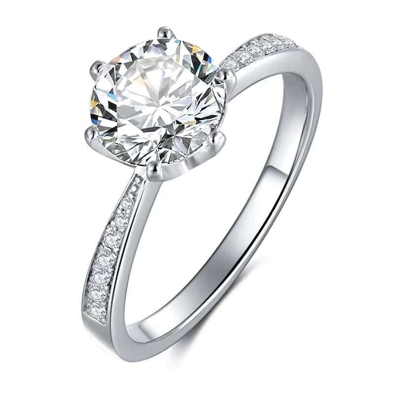 AISMI Wholesale Premium 3.0 Ct Womens Engagement Ring Custom-made S925 Silver Platinum Plated With Round Moissanite Diamond