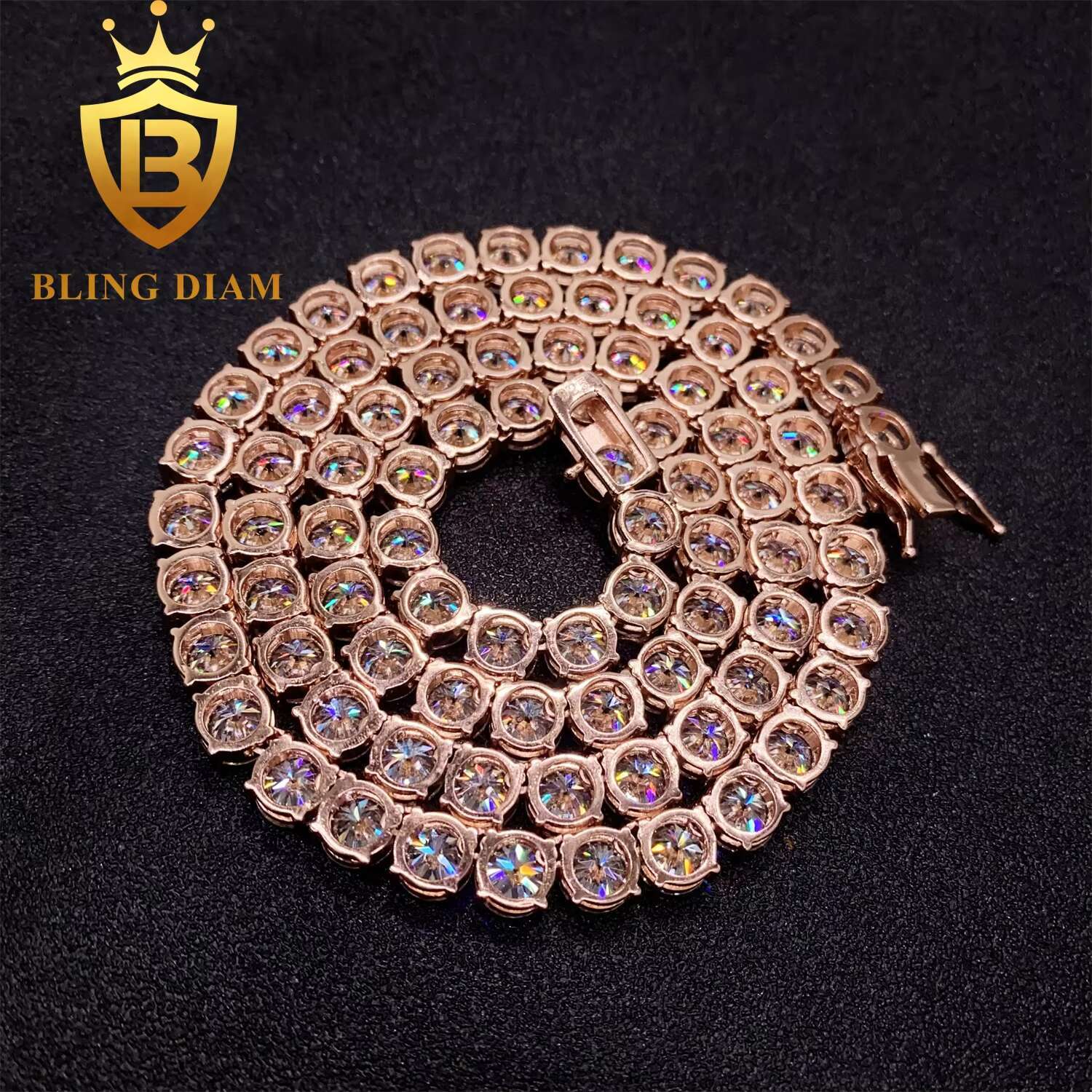 GRA Certified VVS 6.5mm 925 Sterling Silver Moissanite Tennis Chain Hip Hop Style Iced Out Diamond Fashion Necklaces