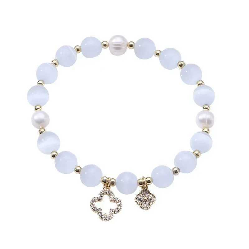 1PC Elastic Cats Eye Stone Bracelet Pearl Elastic Bracelets Fashion Jewelry Charm Gift Fashion Zircon Bracelet for Women J251125