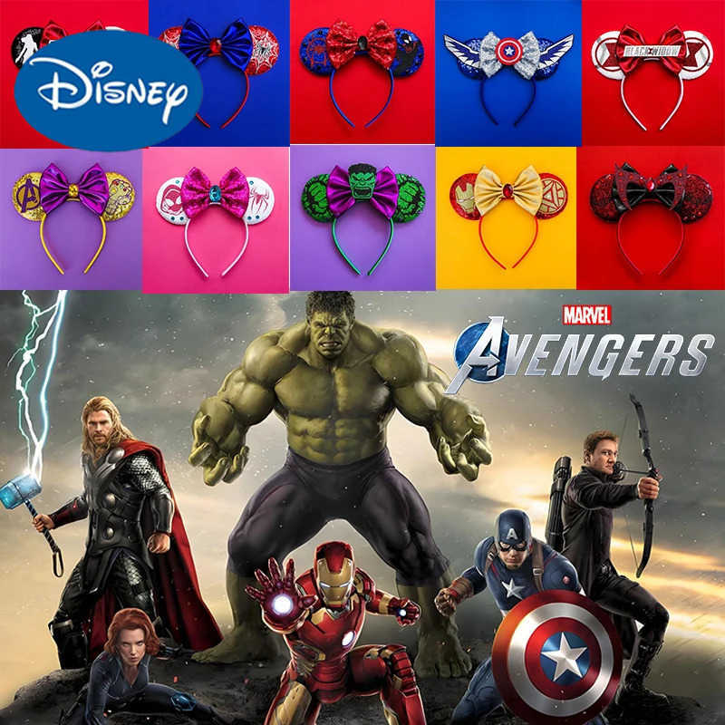 Disney Marvel Superhero Ears Spider Man Headband Women Avengers Headband Iron Man Captain Americas Shield Hair Accessories Girl X250425