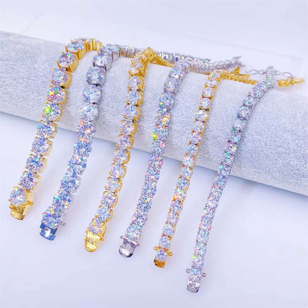 Wholesale Hip Hop 316L Stainless Steel Iced Out Moissanite Diamond Tennis Necklace Chain