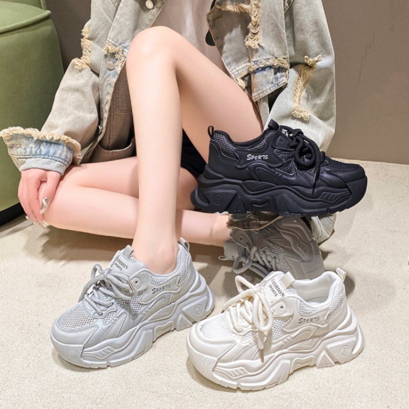 Summer New Dad Thin Breathable Mesh Sports Thick Bottom Height Increasing Women S Shoes Ddmysaturn
