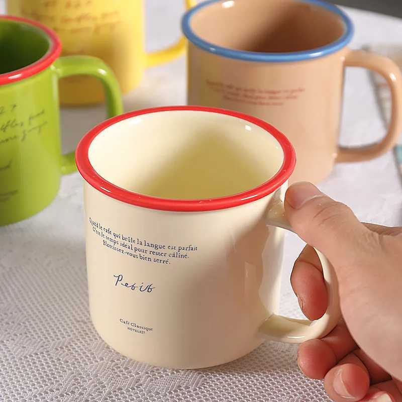 Ceramic Mugs with Handle Korean Style Coffee Cup Tea Milk Water Juice Mug Household Water Cups Vintage Drinkware Birthday Gifts Y251125