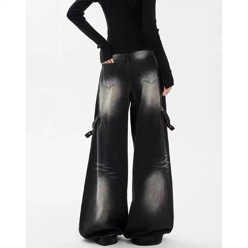 Baggy jeans clothing Hip Hop retro wide leg casual black pants 250417