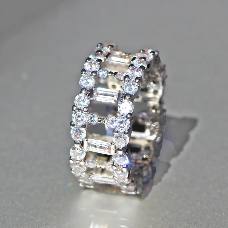 2025 Ins Top Sell Elegant Luxury Jewelry 925 Sterling Silver Fill T Princess Cut White 5A Zircon CZ Diamond Gemstones Party Women Wedding Engagement B