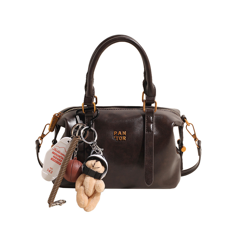 2025 Trendy Pillow Handbag Bowling Bag for Women - Vintage Soft Leather Shoulder Bag, Crossbody Purse with Detachable Strap, Minimalist Design