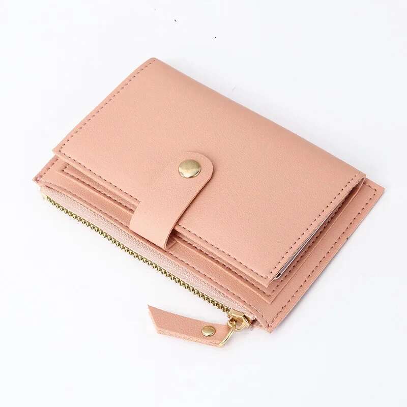 Women's PU Leather Mini Hasp Solid Slim Wallet With Multi-Card Holder Coin Pocket Short Purse Zipper Closure