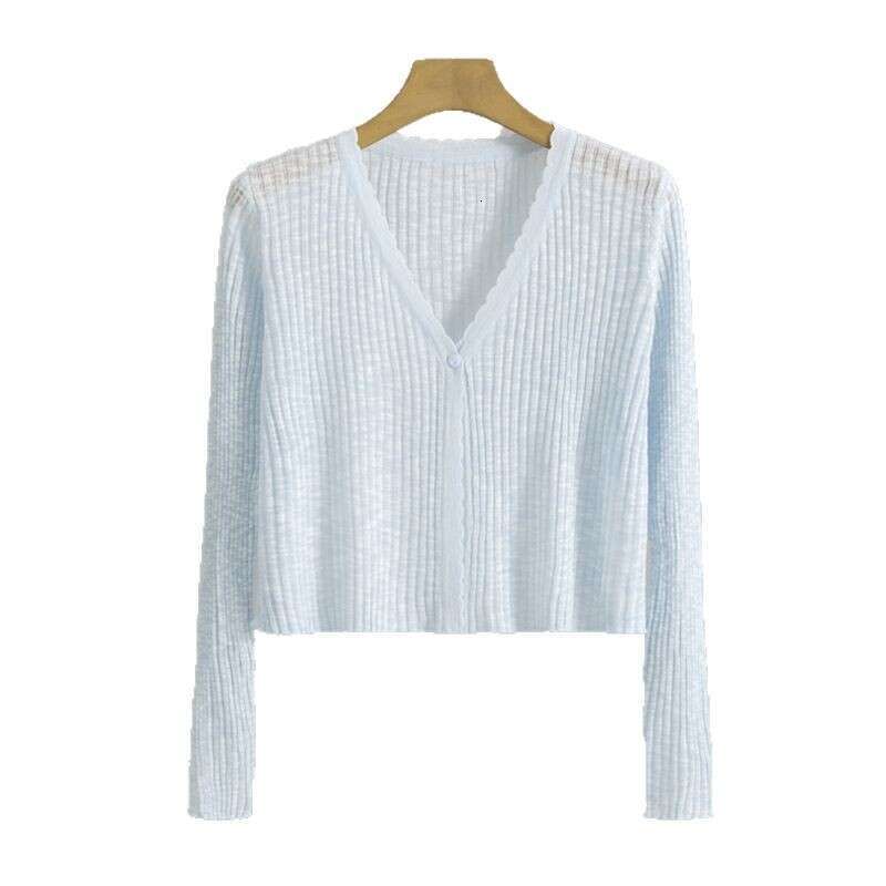 Womens Designer Clothing Solid Color Slim Fit Cardigan Knitted Jacket for Womens Summer New Outfit Thin Style Sun Protection Shirt Versatile Short Top