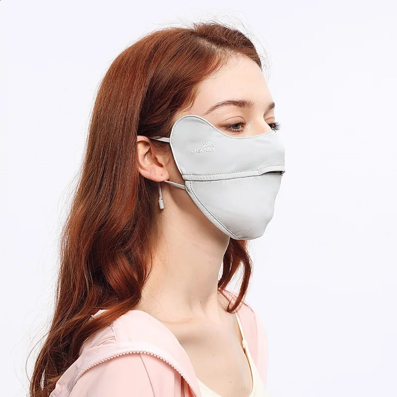 OhSunny Cool Feeling Mask Summer Sun Protection Face Cover Anti-UV UPF50 Open Nose Breathable Outdoor Facial Shield 250424