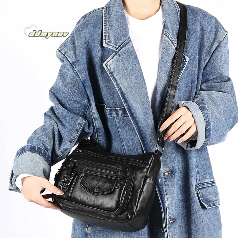 Retro Soft Pu Leather Crossbody Bags for Women 2025 Female Multi Pocket Shoulder Bag Purses and Handbags Designer Messenger Sac ddmynov