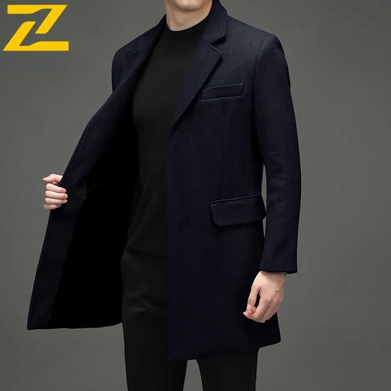 COMXZ 2025 Winter Woolen Trench Coat Men Retro Thick Cashmere Coat Korean Street Man Clothes Lightw Luxury Wool Blends OvercoatT251125