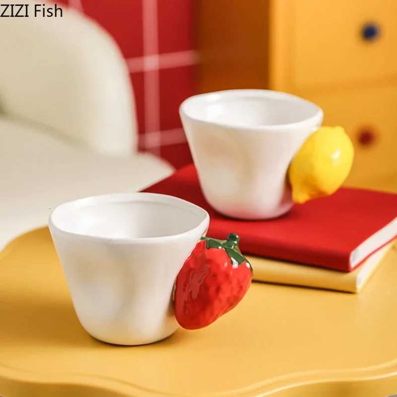 Lovely Strawberry Lemon Mug Creative Ceramic Cups Dining Table Coffee Mugs Afternoon Tea Teacup Water Cup Fruits Juice Container Y251125