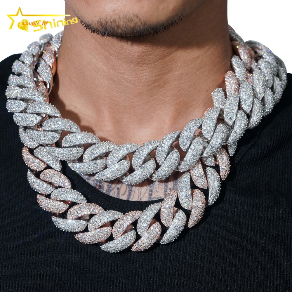 Big Heavy Solid 28MM GRA Certificate 925 Sterling Silver Miami Moissanite Diamond Cuban Link Chain