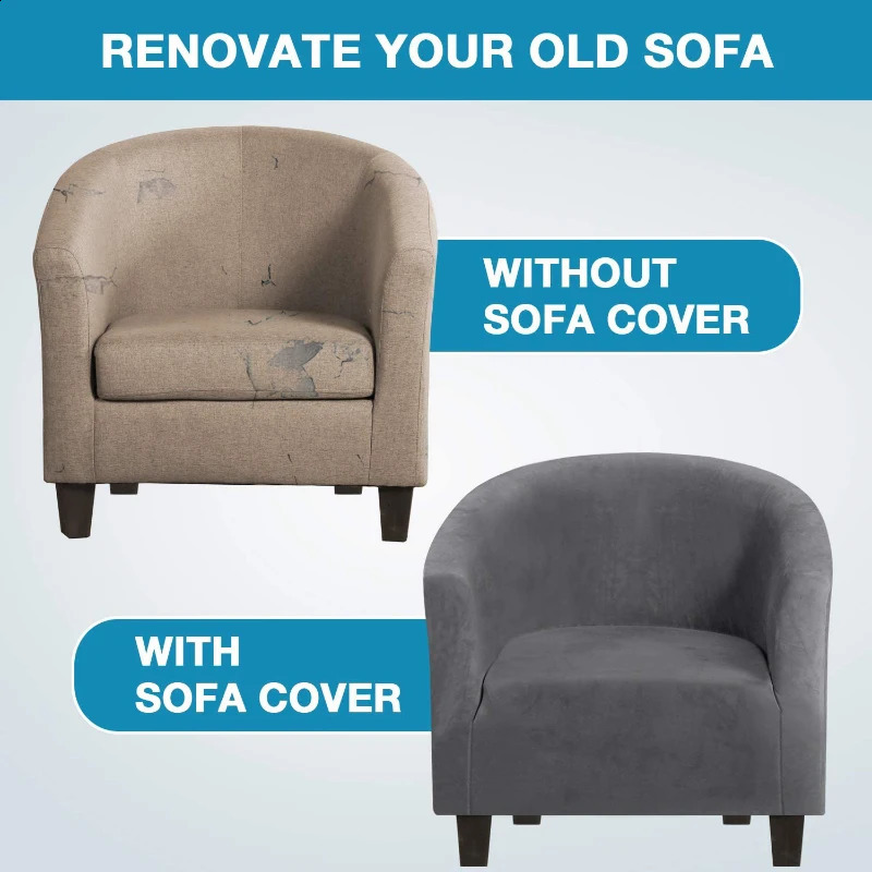 Velvet Club Chair Covers for Armchairs Stretch Sofa Slipcovers Removable Sofa Couch Cover for Bar Counter Living Room Reception 250415