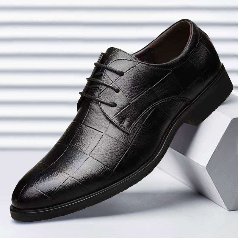 New Suit Business Leather Formal Large Men's Versatile Checkered Casual Wedding Shoes