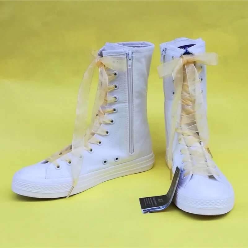 Spring new medium-sized color lace-up sequin embroidered canvas soft sole flat inner heightening large size women's shoes