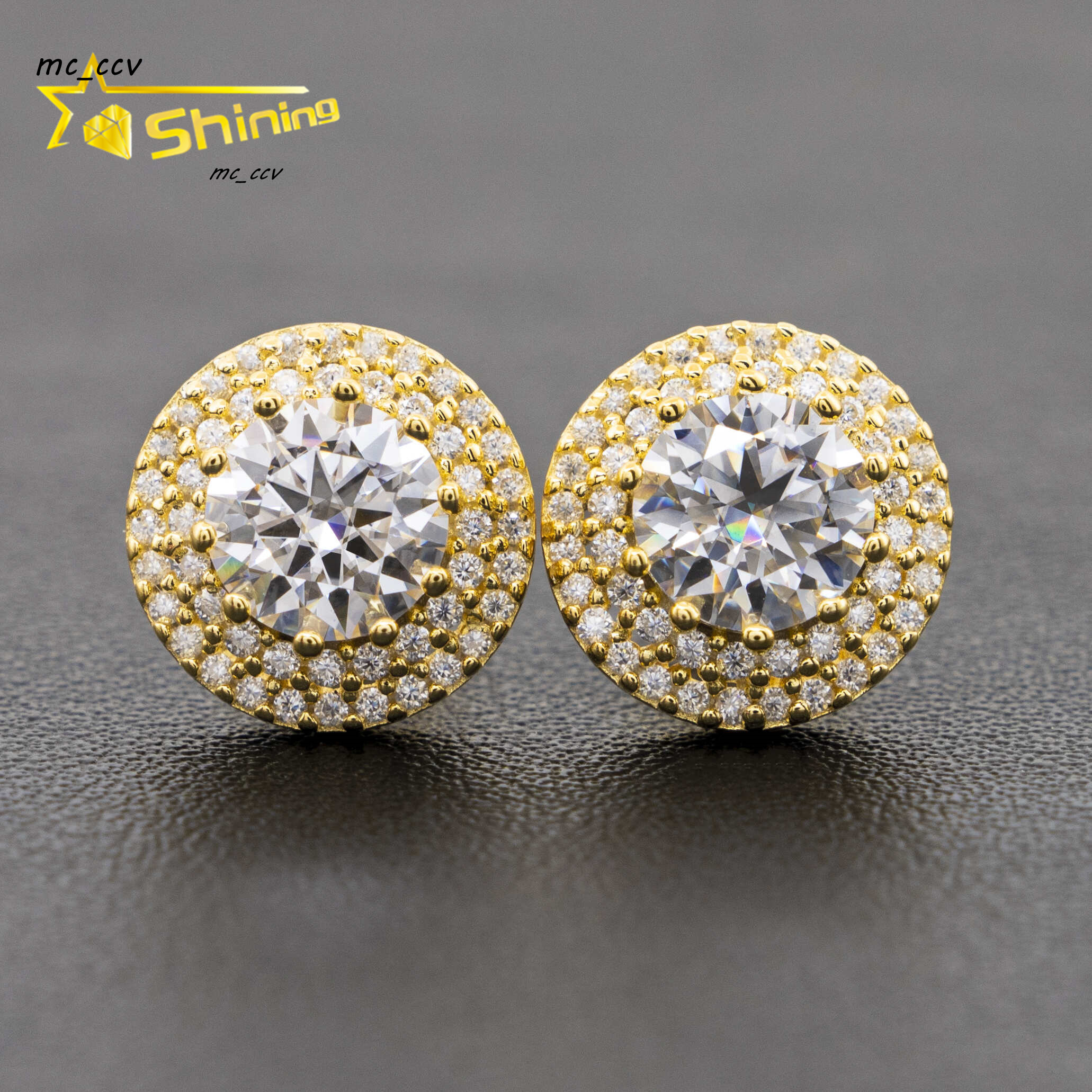 New Arrivals Bulk Stock Iced Out Man Stud Earrings Baguette Moissanite Diamond Screw Back Setting Hip Hop Stud Earring 925