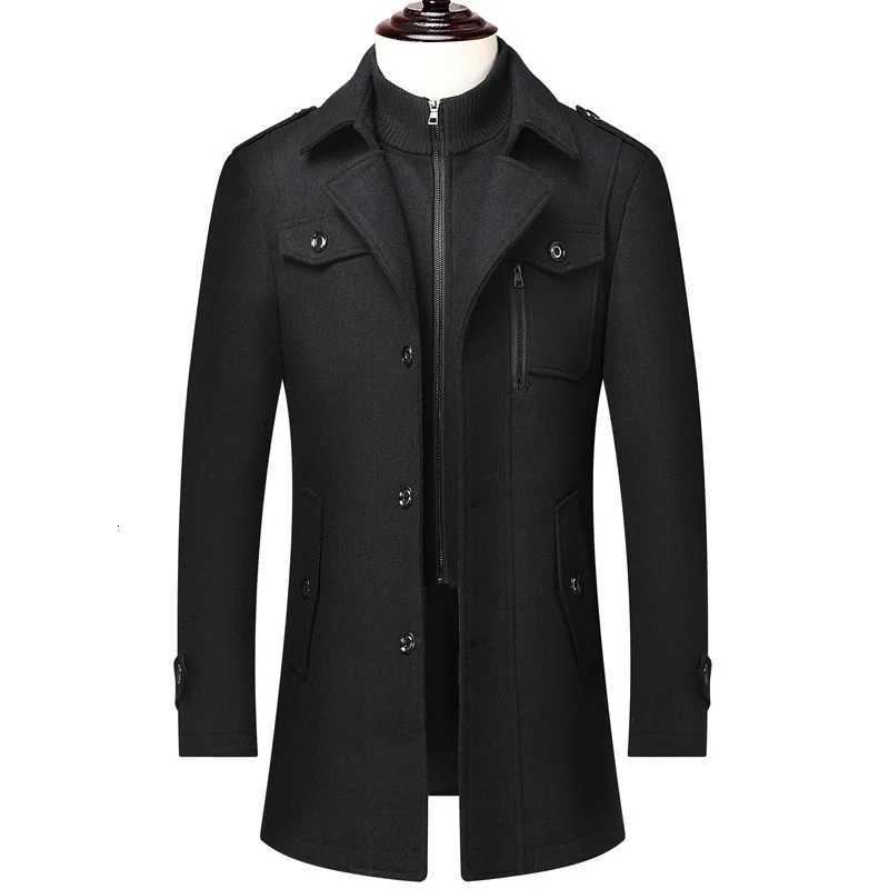 Premium Mens Mid-Length Wool Blend Overcoat - Thickened Winter CoatT251125