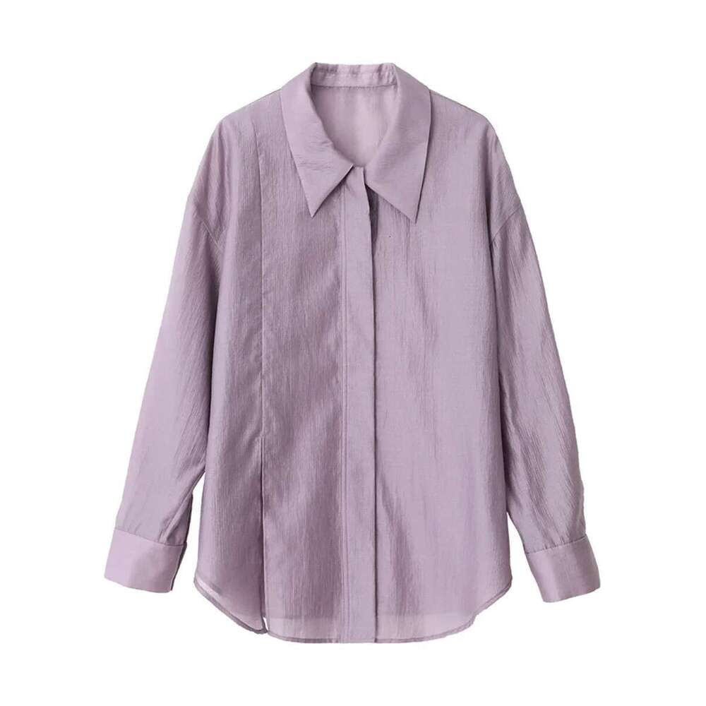 CHIC VEN Women Thin Shirt Long Sleeve Casual Loose Slightly Transparent Cool Blouses Woman Solid Design Female Top Summer 2024