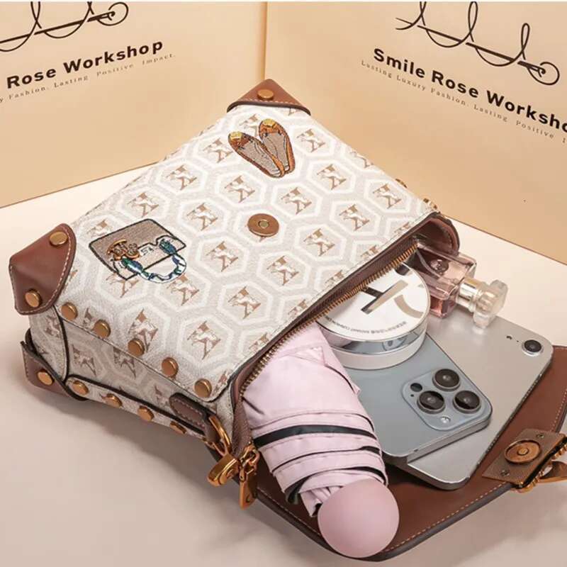 Designer Handbag Retro Small Square Women's 2025 New Autumn And Winter High-End Printed Shoulder Crossbody Bag