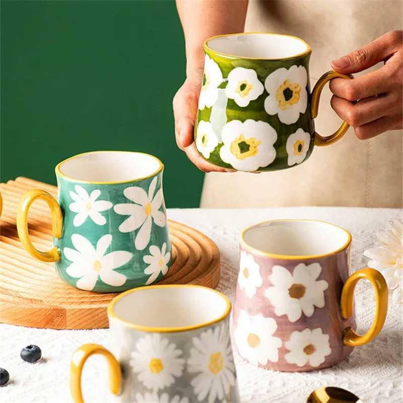 ceramic mug hand drawn style water cup 16oz/480ml breakfast cereal coffee cup Y251125