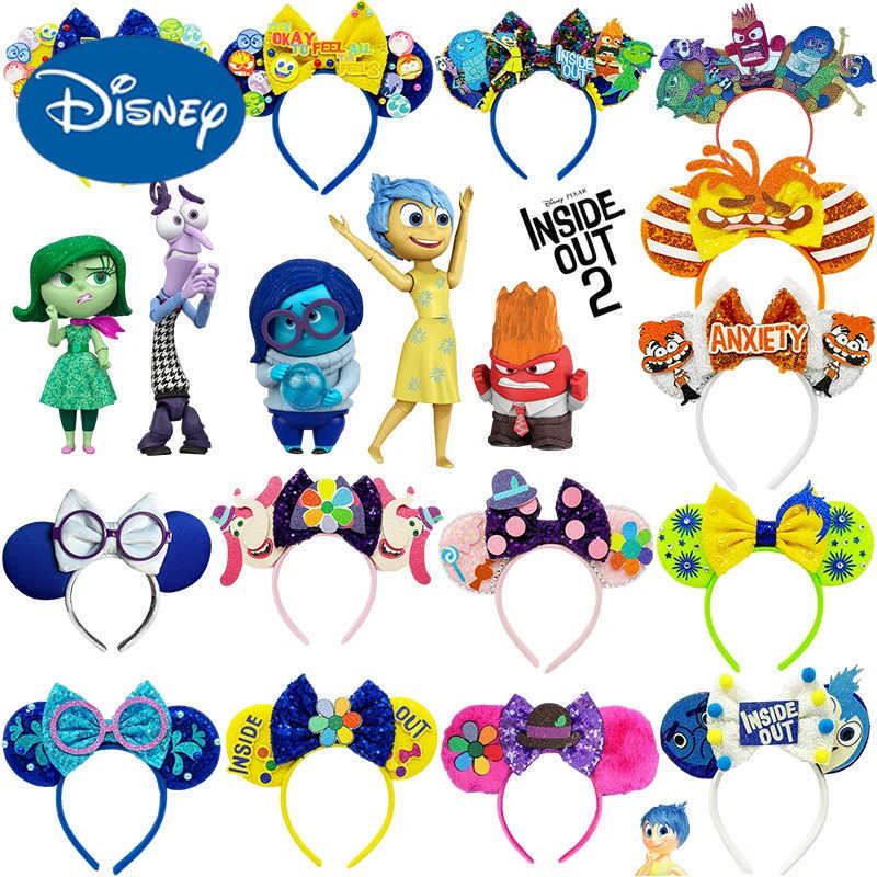 Disney Pixar Inside Out Ears Headband Girl Cartoon Joey Hair Accessories Female Disney Feeling Sad ANXIETY Bow Hair Childrens Role Playing X250425