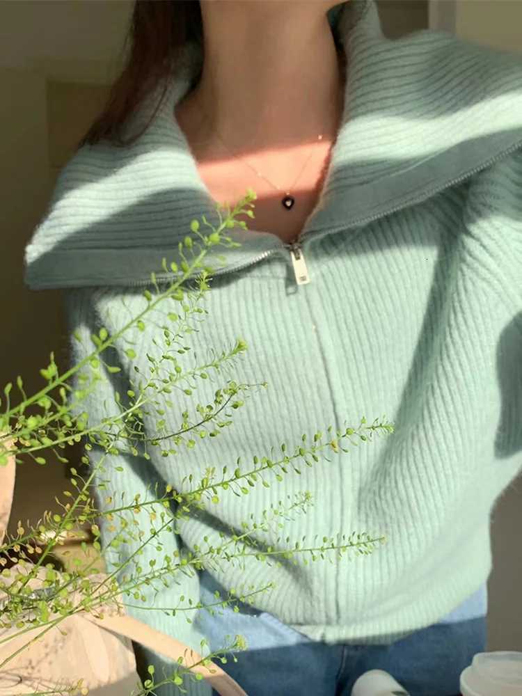 Women Autumn Winter Long Sleeve Sweater Coat Office Lady Casual Slim Knit Tops New Fashion Zipper Knitted CardiganT251125