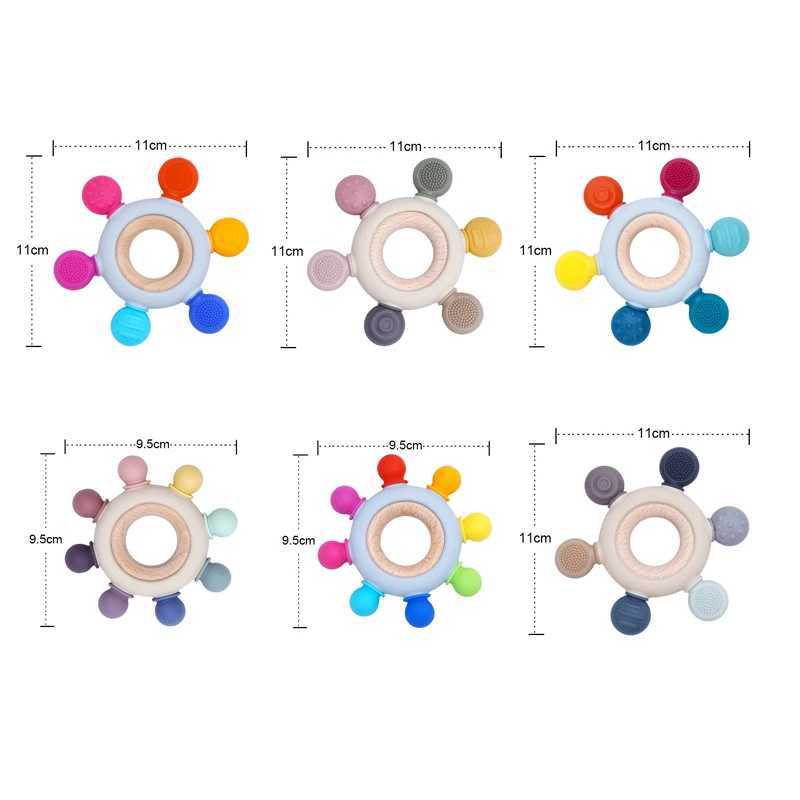 New Color Silicone Teething Infant Chewing Newborn Accessories Baby Healthy Molar Teether Toy BPA Free Wooden Ring Nursing Gift G251125