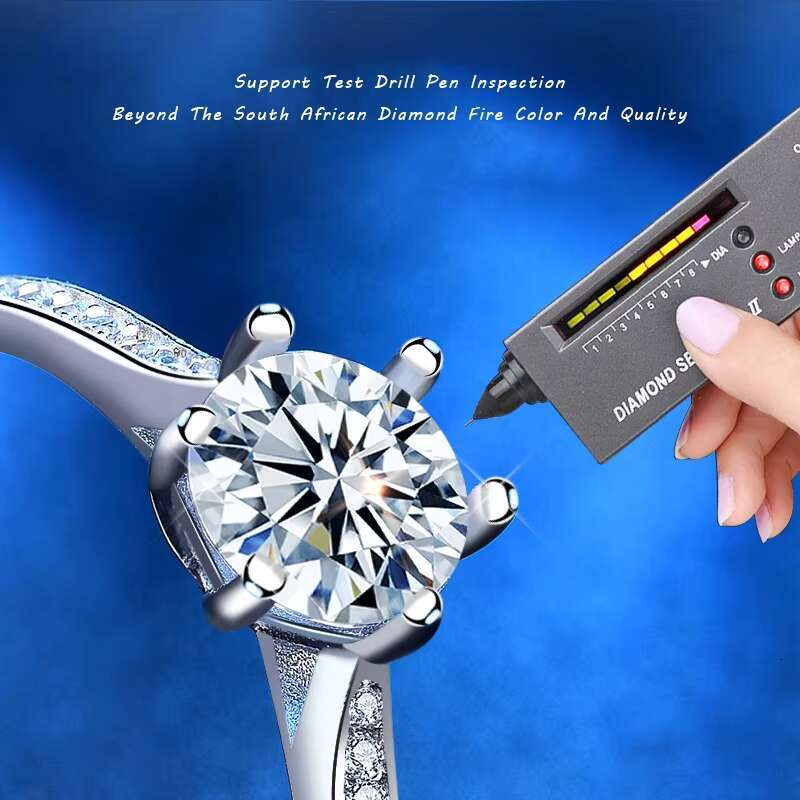 Claissc 1.0 Ct D Color Pass Diamond Test Excellent Cut Moissanite 6 Prong Ring 925 Silver Moissanite Rings Women Jewelry