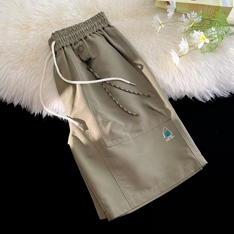 American style quick drying shorts men's trendy brand ins loose casual five quarter summer new solid color beach pants
