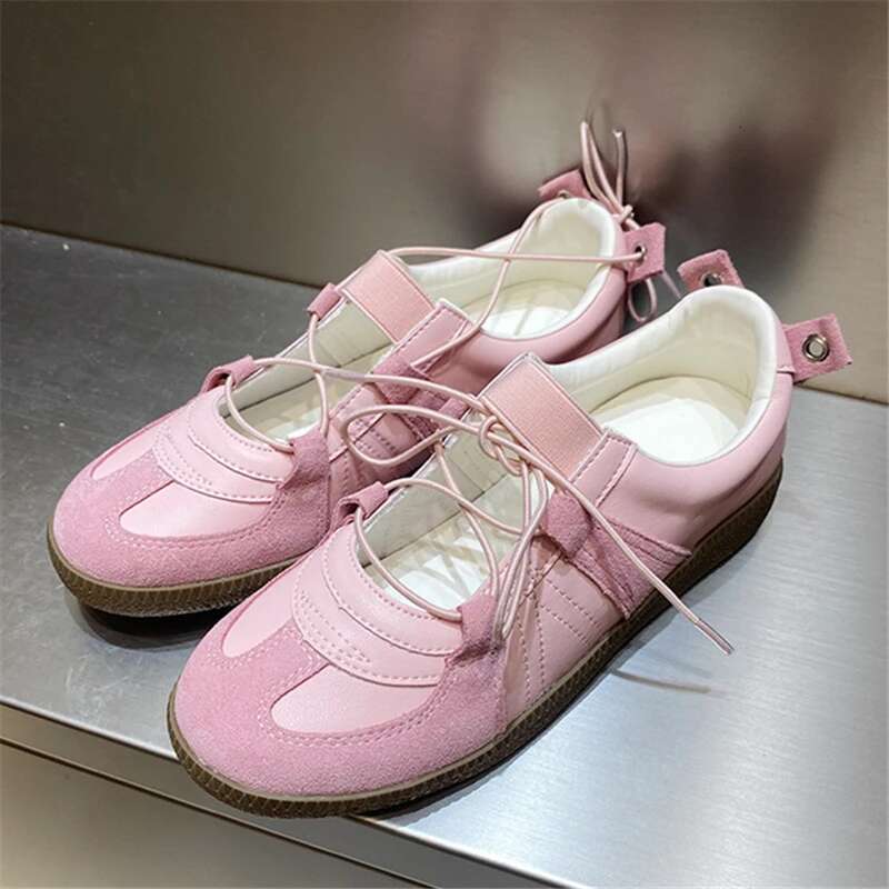 Genuine Leather Women's Sneakers Chunky Heel Elastic Band Designer Casual Trainers Fashion All Match Runway Shoes Female