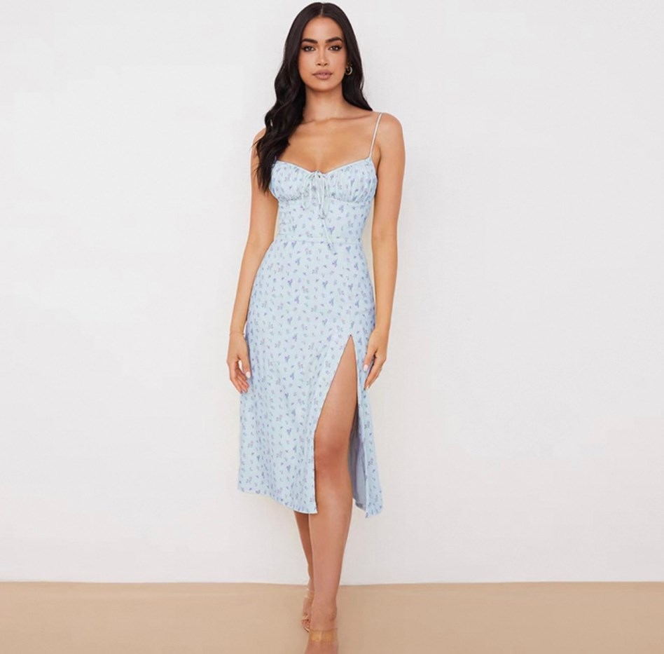 Casual Dresses Women Elegant Floral Beach Vacation Bodycon Streetwear Long Dress 2025 Summer Clothes Wholesale Items For Business 240918