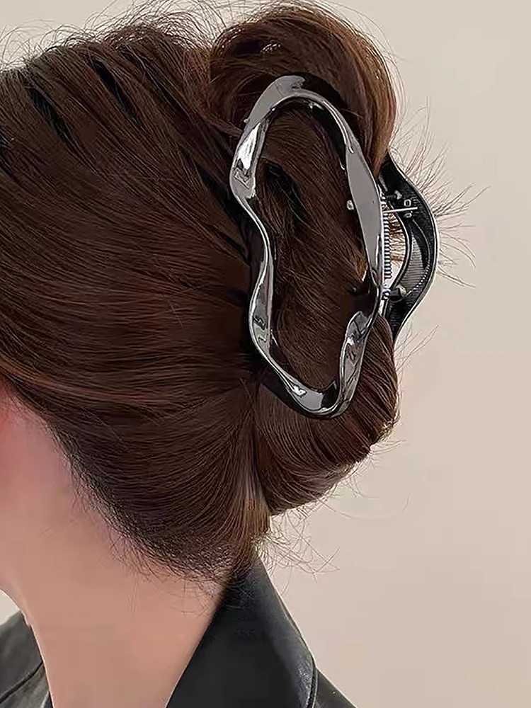 11cm alloy cloud hair claw female temperature shark clip crab gold silver fashionable hair clip crab headband accessoryT250425