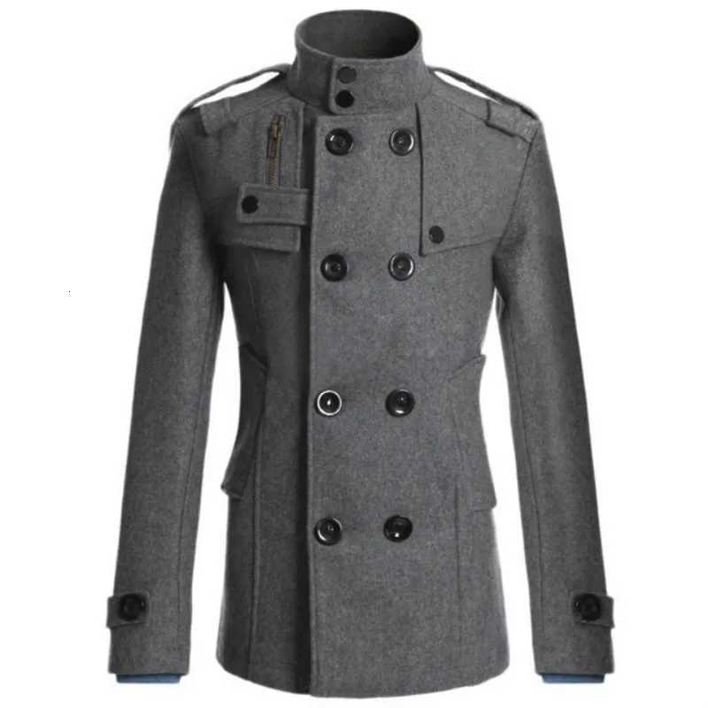 Mens Double Breasted Cotton Coat New Wool Blend Solid Color Casual Business Fashion Slim Trench Coat Jacket Mens ClothingT251125