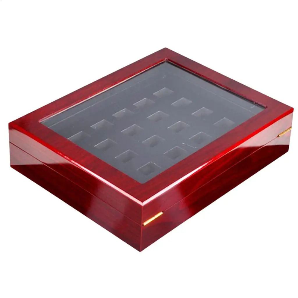 Portable Wide Slot Grids Championship Heavy Wooden Jewelry Display Organizer Display Box Storage Case Showcase Gifts 250424