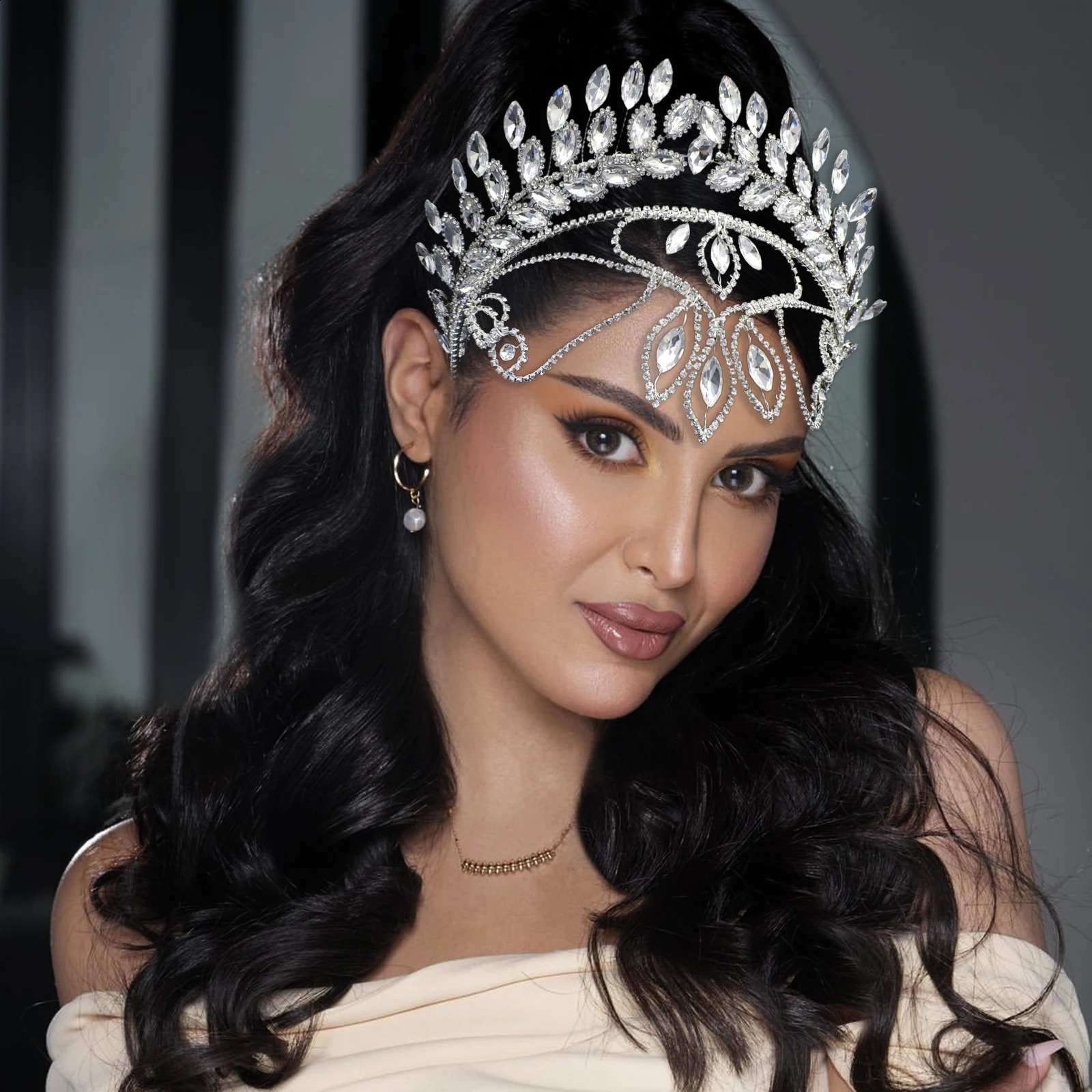 DZ130 Crystal Bridal Tiaras And Crowns Rhinestone Prom Diadem Headband Wedding Hair Accessories Jewelry Bride Hairbands 250420