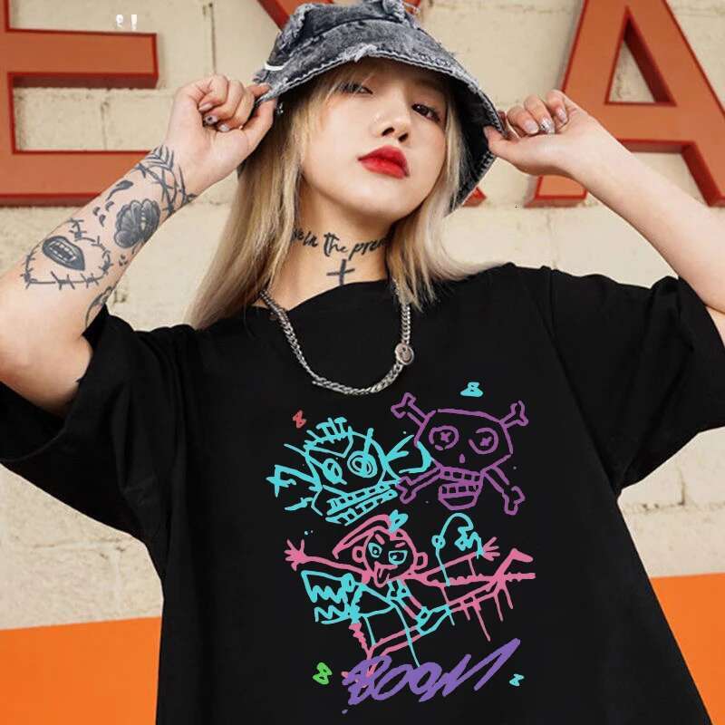 Dongdumaoyi Jinx Arcane Monkey Fashion T Shirt Anime Role Play Aesthetic Printed Summer Streetwear Short Sleeve Shirt