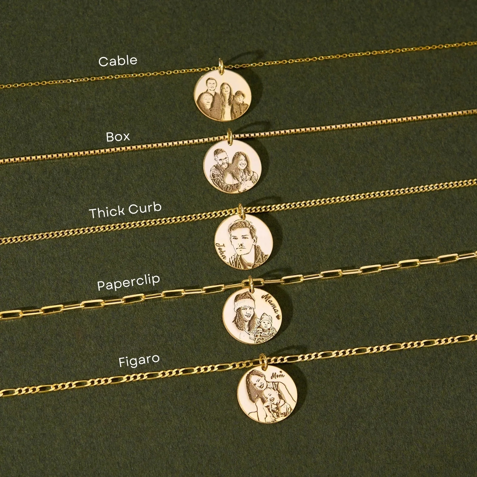 Amaxer Custom Po Necklace for Engraved Family Po Gold Color Portrait Necklace Personalized Birthday Gift for Mom Family 250425